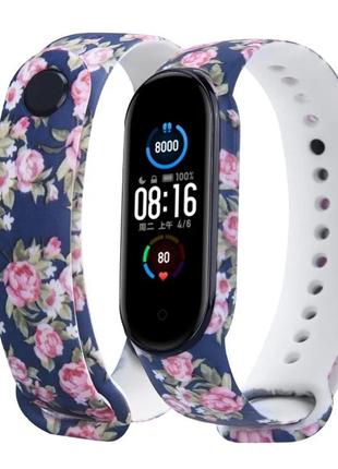 Ремінець mi band 5 mi band 6 силіконовий квіти