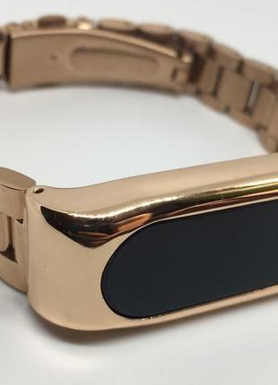 Металлический ремешок для xiaomi mi band 2 mijobs розовое золото крупное звено