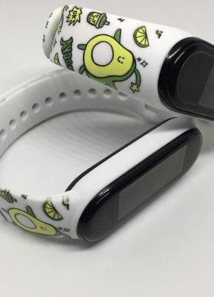Силіконовий ремінець mi band 4 mi band 3 з авокадо білий