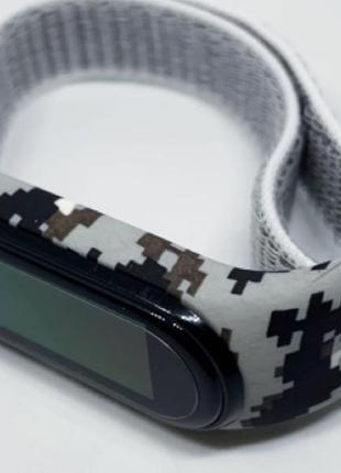 Тканинний ремінець mi band 5 mi band 6 камуфляж на липучці