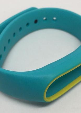 Ремінець для xiaomi mi band 2 бірюзовий з жовтим ободком