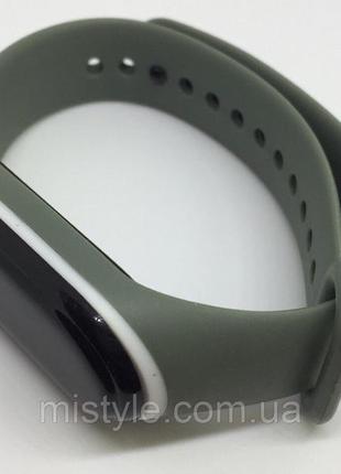 Ремінець для mi band 3 мі бенд 4 двоколірний хакі з білим2 фото