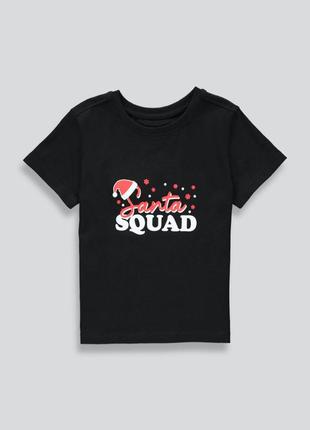 Новогодняя рождественская футболка. детская футболка. новогодняя футболка. черная футболка santa squad