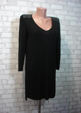 Длинный джемпер с удлиненной спинкой, кожаными вставками h&m