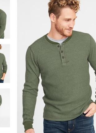 Термо реглан лонгслив henley хенли с плотной термовязаной тканью old navy