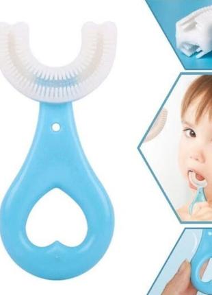 Дитяча u-подібна зубна щітка-капа, з очищенням на 360 градусів (блакитна)