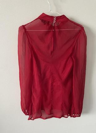 Шелк 100 % блуза красная2 фото
