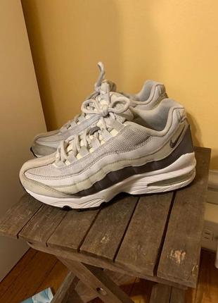 Nike air max 95 pure platinum кроссовки на массивной подошве замша кожаные1 фото