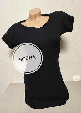 Вовняна туніка з короткими рукавами чорна сукня тепле плаття