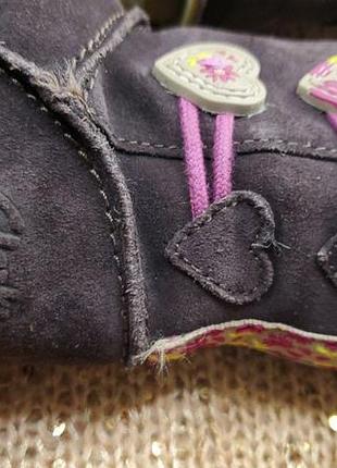 Clarks дитячі для дівчинки замшеві коричневі на флісі чобітки з еко зимові хутром7 фото