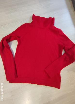 Красный свитер с горловиной шерсть кашемир шерсть2 фото