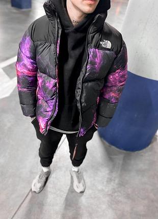 Чоловіча жіноча зимова куртка the north face пуховик оверсайз до -30*с тнф унісекс фіолетова