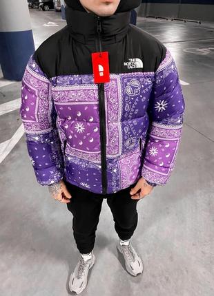 Чоловіча жіноча зимова куртка the north face пуховик оверсайз до -30*с тнф унісекс фіолетова