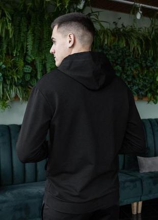 Мужское худи одонотонное базовое весеннее осеннее classic черное | кофта мужская с...
