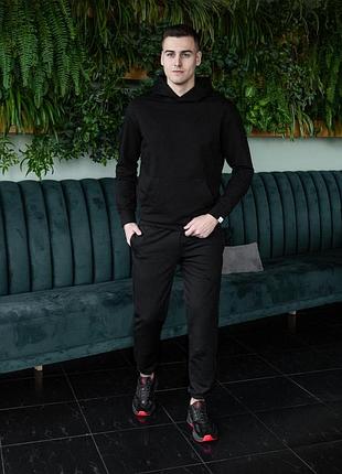 Мужское худи одонотонное базовое весеннее осеннее classic черное | кофта мужская с...