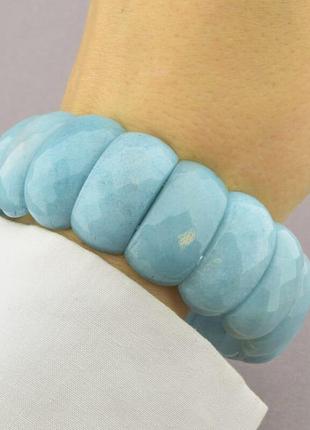 Браслет голубой агат натуральный камень, длина 21 см.2 фото