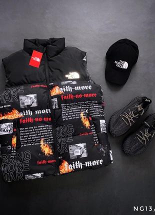 Чоловічий жилет the north face 700 чорний з написами молодіжний жилет тнф безрукавка зе норд фейс