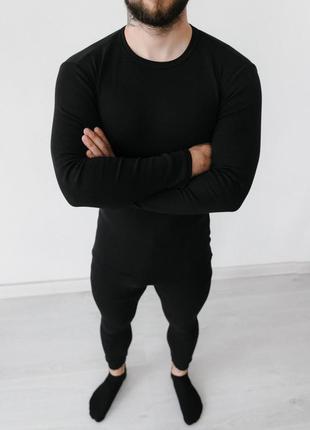 Чоловіча зимова термобілизна на флісі чорна до -25 °c повсякденна на мікрофлісі4 фото