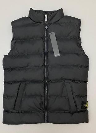 Чоловіча жилетка stone island чорна демісезонна весняна осіння | безрукавка стеганна стон айленд