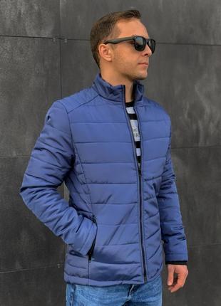 Чоловіча куртка демісезонна синя осінка весняна без капюшона2 фото