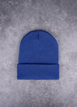 Шапка зимняя теплая с отворотом в рубчик ментоловая | шапка унисекс мужская женская на зиму6 фото