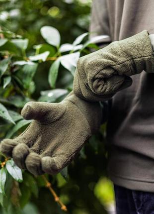 Мужские флисовые зимние перчатки черные тактические | военные перчатки для всу4 фото