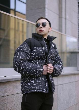 Мужская женская зимняя куртка the north face пуховик оверсайз до -30*с тнф унисекс черная с белым