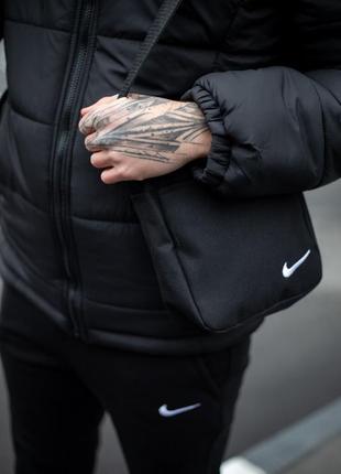 Чоловіча зимова куртка nike чорна до -25 °c тепла на флісі з капюшоном  ⁇  чоловічий зимовий пуховик найк5 фото