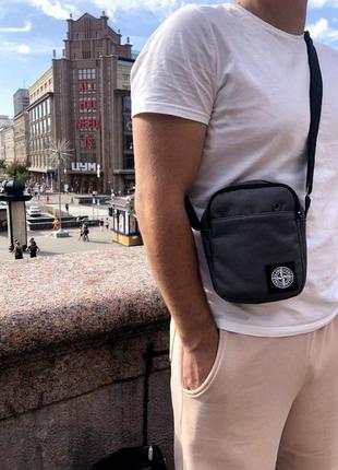 Мессенджер stone island серый | сумка через плечо стон айленд барсетка