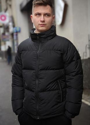 Чоловіча зимова куртка дута коротка до -25 °c simple чорна  ⁇  пуховик чоловічий зимовий з капюшоном
