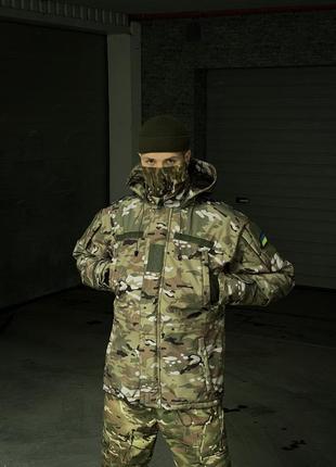 Чоловічий зимовий тактичний бушлат армійський теплий непромокальний камуфляжний для всу хакі