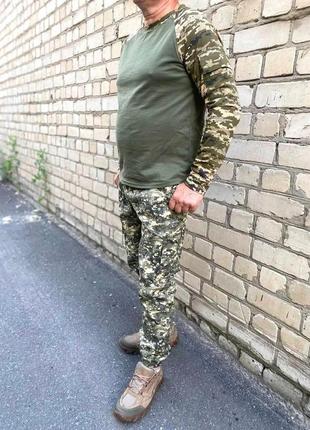 Мужская летняя пиксельная военная тактическая форма всу штаны карго и футболка камуфляжный комплект2 фото