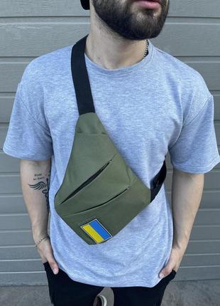 Чоловіча сумка-кобура через плече хакі  ⁇  месенджер барсетка на плече мілітарі1 фото
