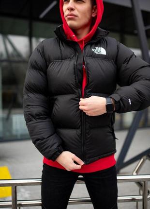 Мужская зимняя куртка the north face оверсайз черная до -25*с пуховик тнф унисекс с капюшоном