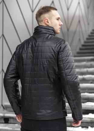 Чоловіча зимова шкіряна куртка на хутрі чорна до -15*с шкірянка з хутром усередині7 фото
