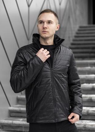 Чоловіча зимова шкіряна куртка на хутрі чорна до -15*с шкірянка з хутром усередині