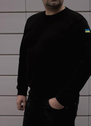 Чоловічий зимовий світшот чорний батал на флісі  ⁇  чоловічі кофти великих розмірів