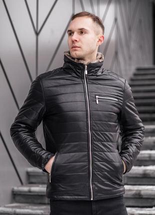 Чоловіча зимова шкіряна куртка на хутрі чорна до -15*с шкірянка з хутром усередині3 фото