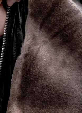 Чоловіча зимова шкіряна куртка на хутрі чорна до -15*с шкірянка з хутром усередині8 фото