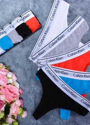 Жіночий набір стрингів calvin klein 5 шт. подарунковий1 фото