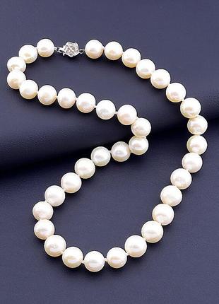 Намисто білі перли ааа природні, кулька 9,5 мм, довжина 48 см.