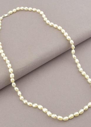 Намисто білі перли а+ природні, застібка срібло (925), довжина 46 см.