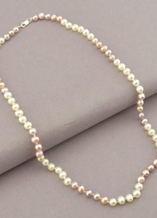 Намисто білі перли а+,  кулька 5,5 мм, застібка срібло (925), довжина 45 см.