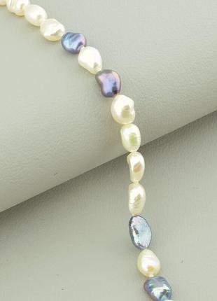 Намисто річковий різнобарвний перли а+, карабін срібло(925), довжина 57  см.2 фото
