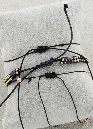 Браслети 'fashion' чешский хрусталь, чорна нитка, довжина 17 см.2 фото