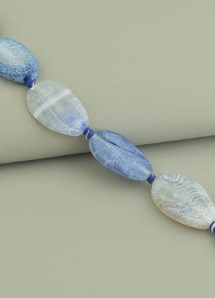 Бусы голубой агат натуральный камень - овалы -  длина 51 см.2 фото