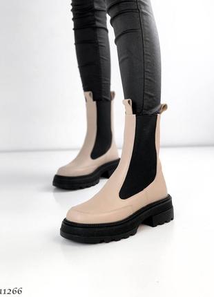 Шкіряні зимові черевики челсі з натуральної шкіри кожаные зимние ботинки челси натуральная кожа1 фото