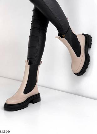 Шкіряні зимові черевики челсі з натуральної шкіри кожаные зимние ботинки челси натуральная кожа7 фото
