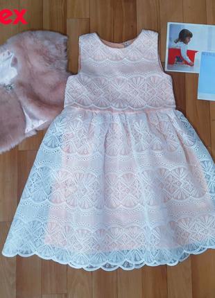 Красивое кружевное нарядное платье, болеро lindex 4-5р.1 фото
