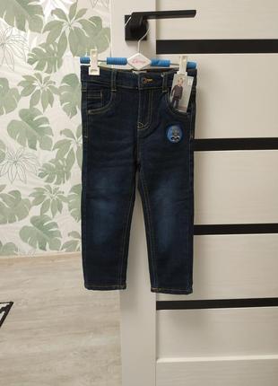 Теплые брюки джинсы на трикотажной подкладке на мальчика 92, 116 см. pocopiano